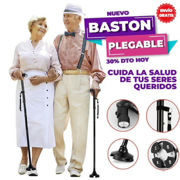 BASTÓN PLEGABLE: ESTABILIDAD Y SEGURIDAD EN CADA PASO CON LUZ LED