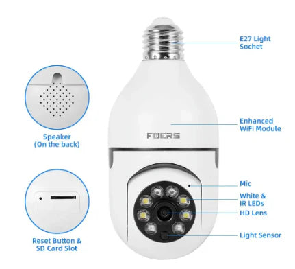 Camara de Seguridad Foco -WIFI IP